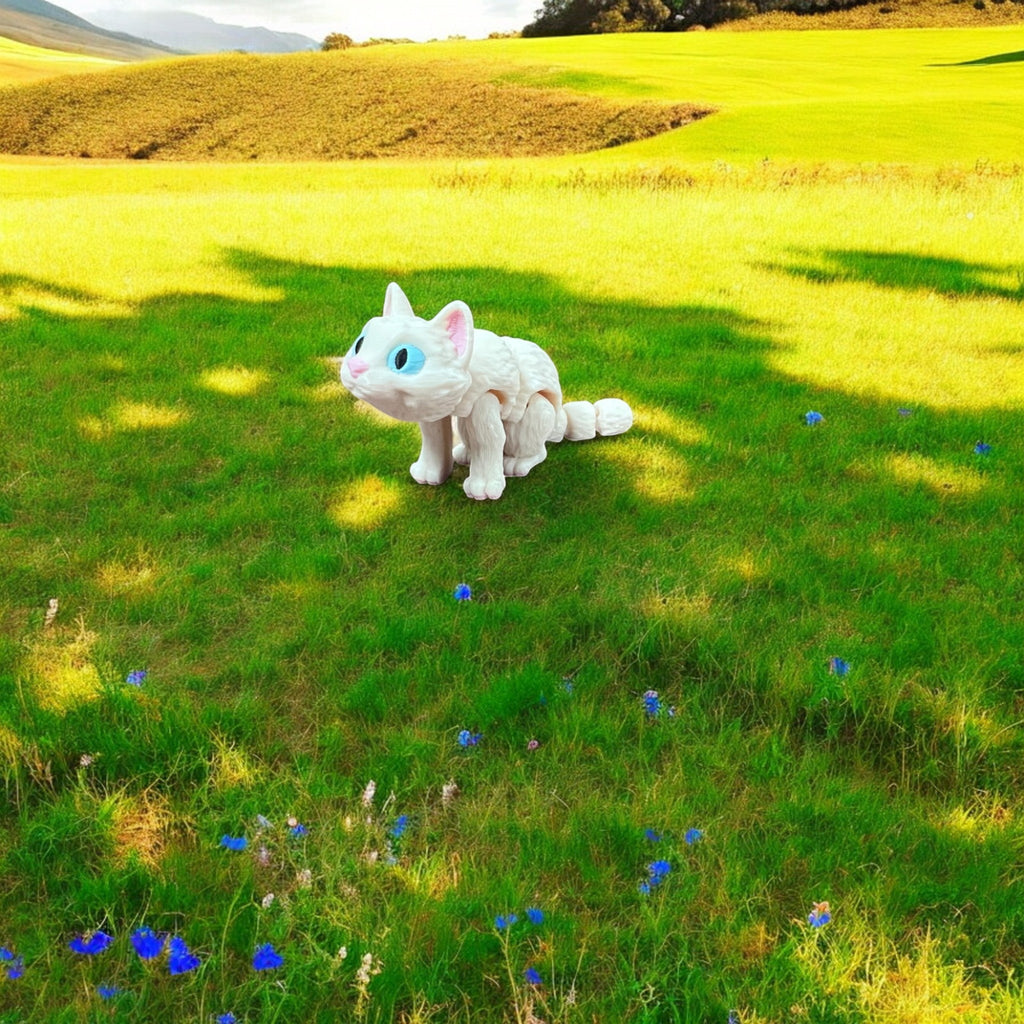 Beige Cat Bitty Beasts – 3D Printed by Little Fire Designz
