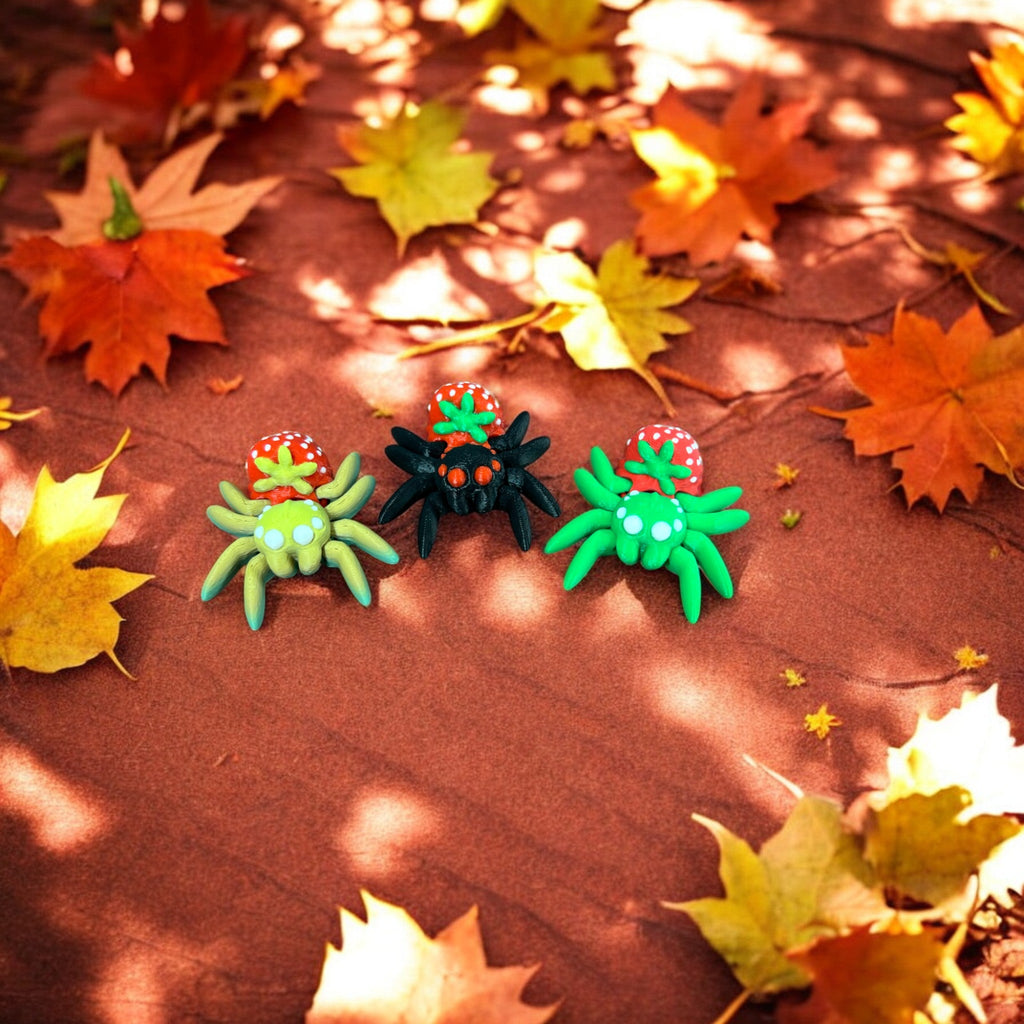 Black Strawberry Spiders Bitty Beasts – 3D Printed by Little Fire Designz