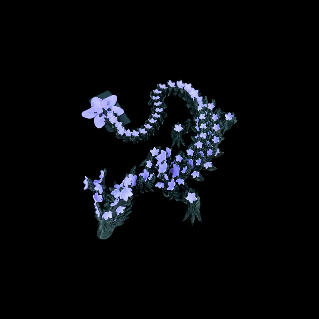 Black with Purple Accents Cherry Blossom Dragon – 3D Printed by Little Fire Designz