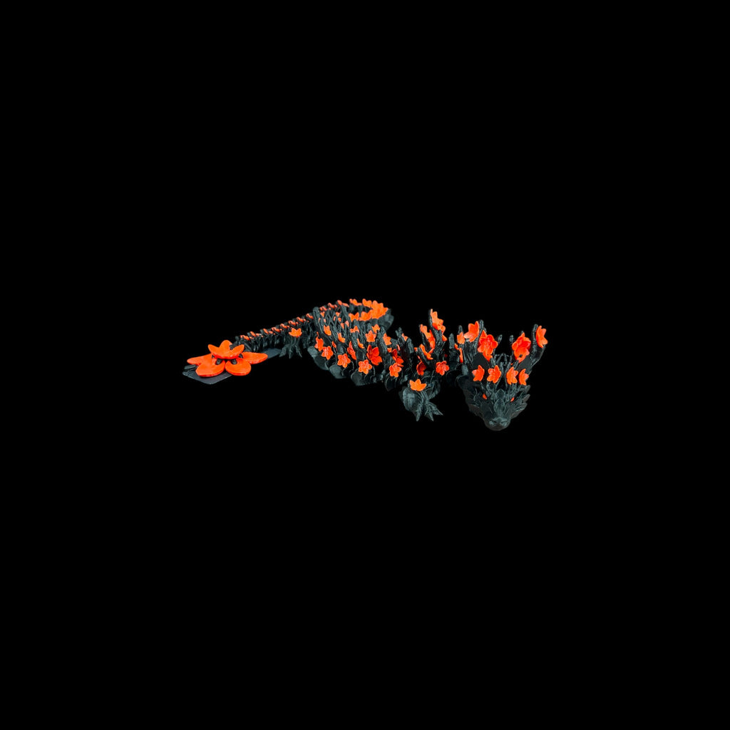 Black with Red Accents Cherry Blossom Dragon – 3D Printed by Little Fire Designz