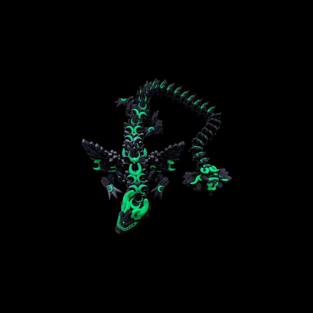Blue Black Purple with White Accents Lunarwing Dragon – 3D Printed by Little Fire Designz