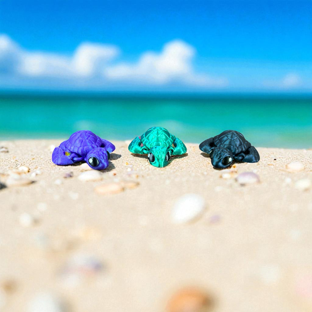 Blue - Green Sea Turtle – 3D Printed by Little Fire Designz