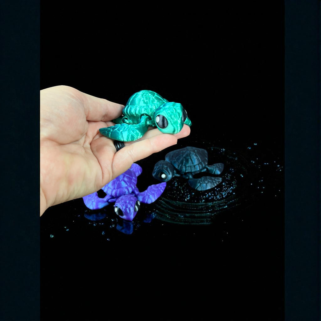 Blue - Green Sea Turtle – 3D Printed by Little Fire Designz