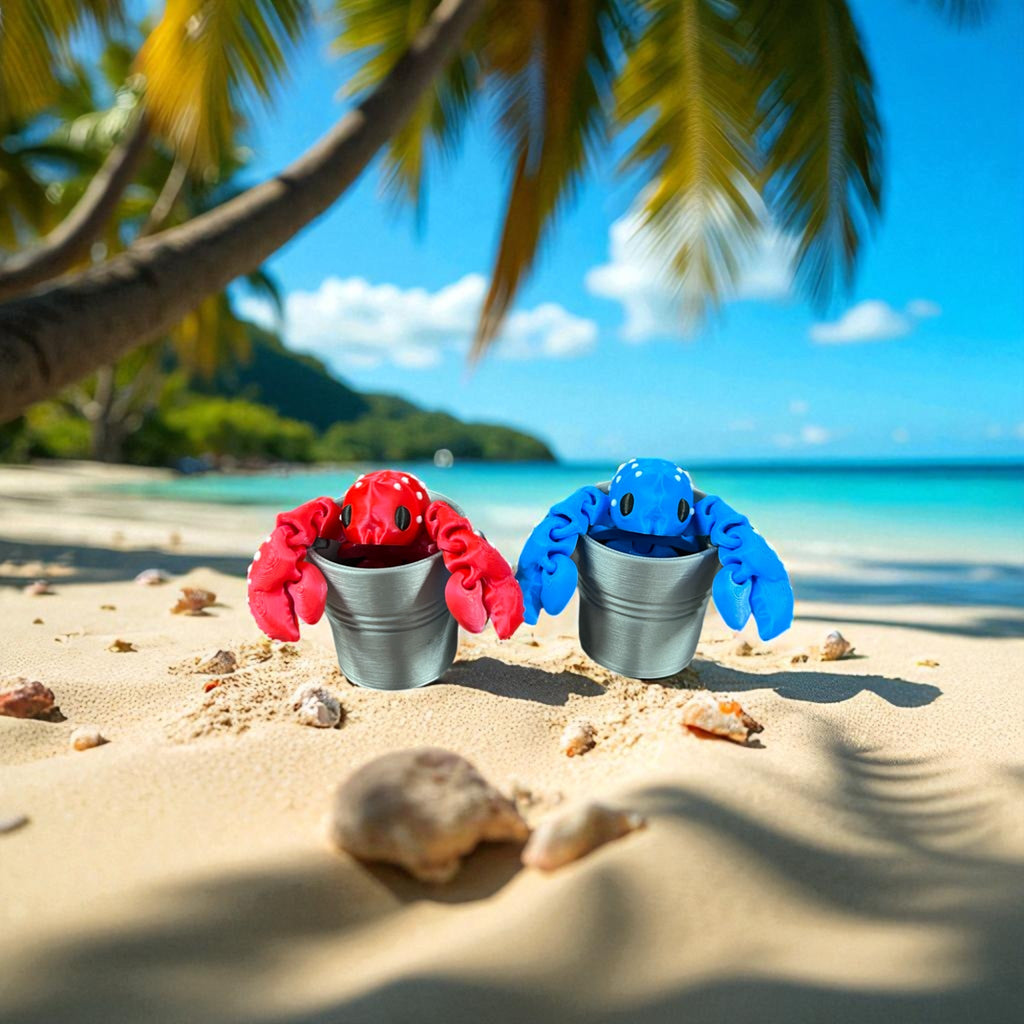 Blue Lobster with Pail – 3D Printed by Little Fire Designz