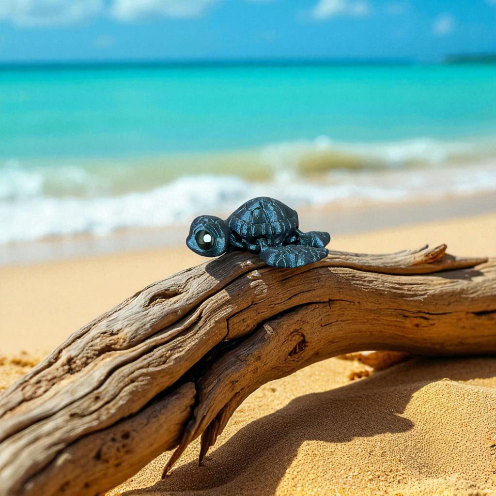 Burnt Titanium Sea Turtle – 3D Printed by Little Fire Designz