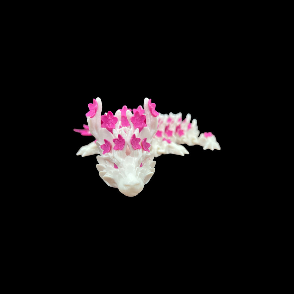 Dark Green with Black Accents Cherry Blossom Dragon – 3D Printed by Little Fire Designz