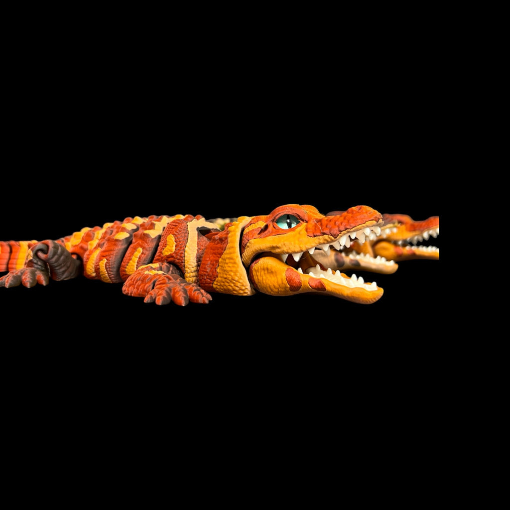 Desert & Volcano 3D Printed Alligator – 15" Collectible Model – 3D Printed by Little Fire Designz
