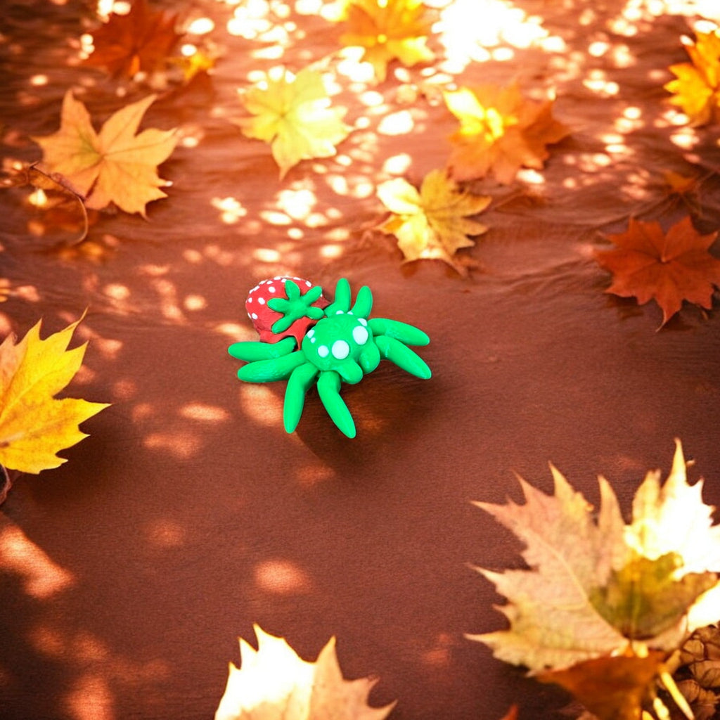 Green Strawberry Spiders Bitty Beasts – 3D Printed by Little Fire Designz
