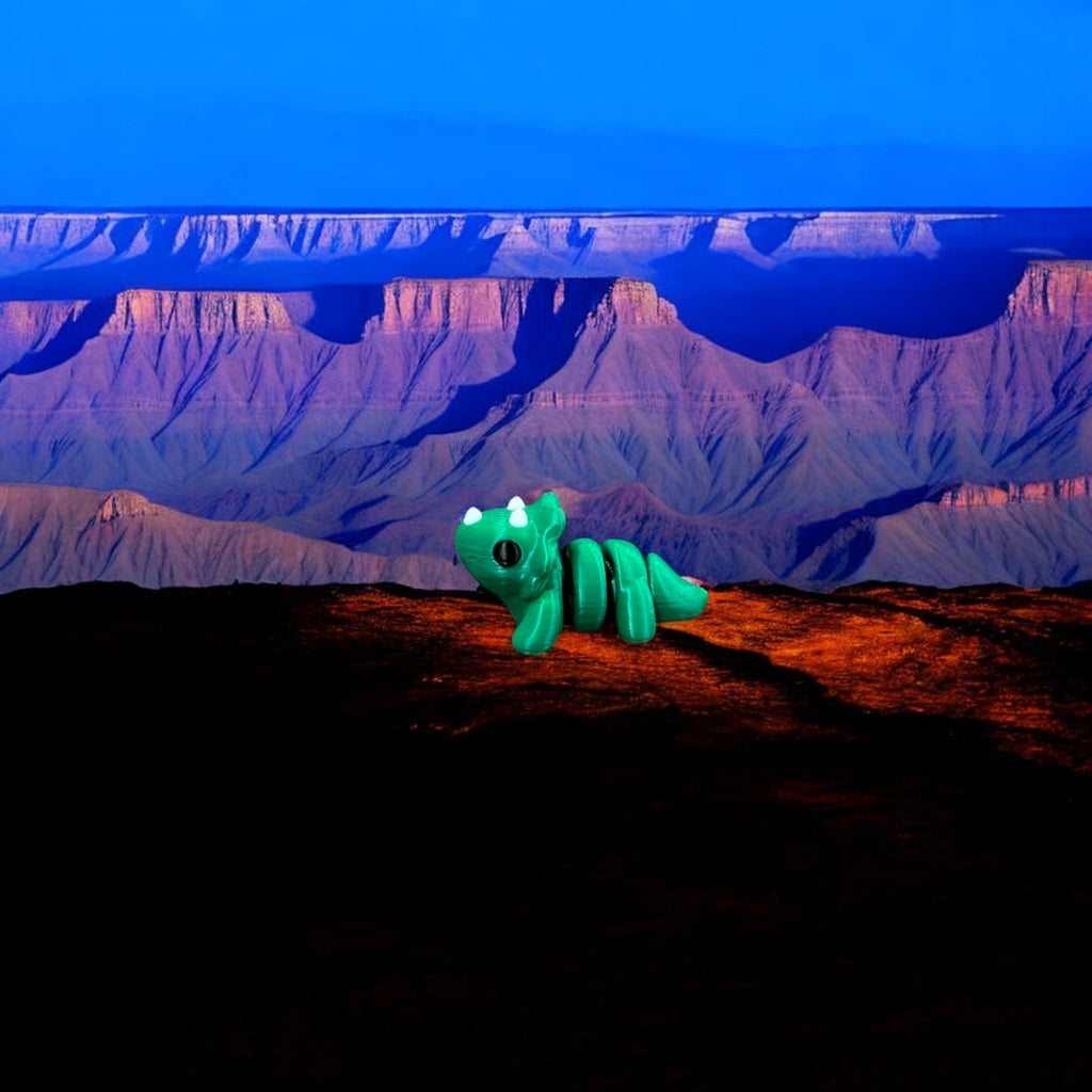 Green Triceratops Bitty Beasts – 3D Printed by Little Fire Designz