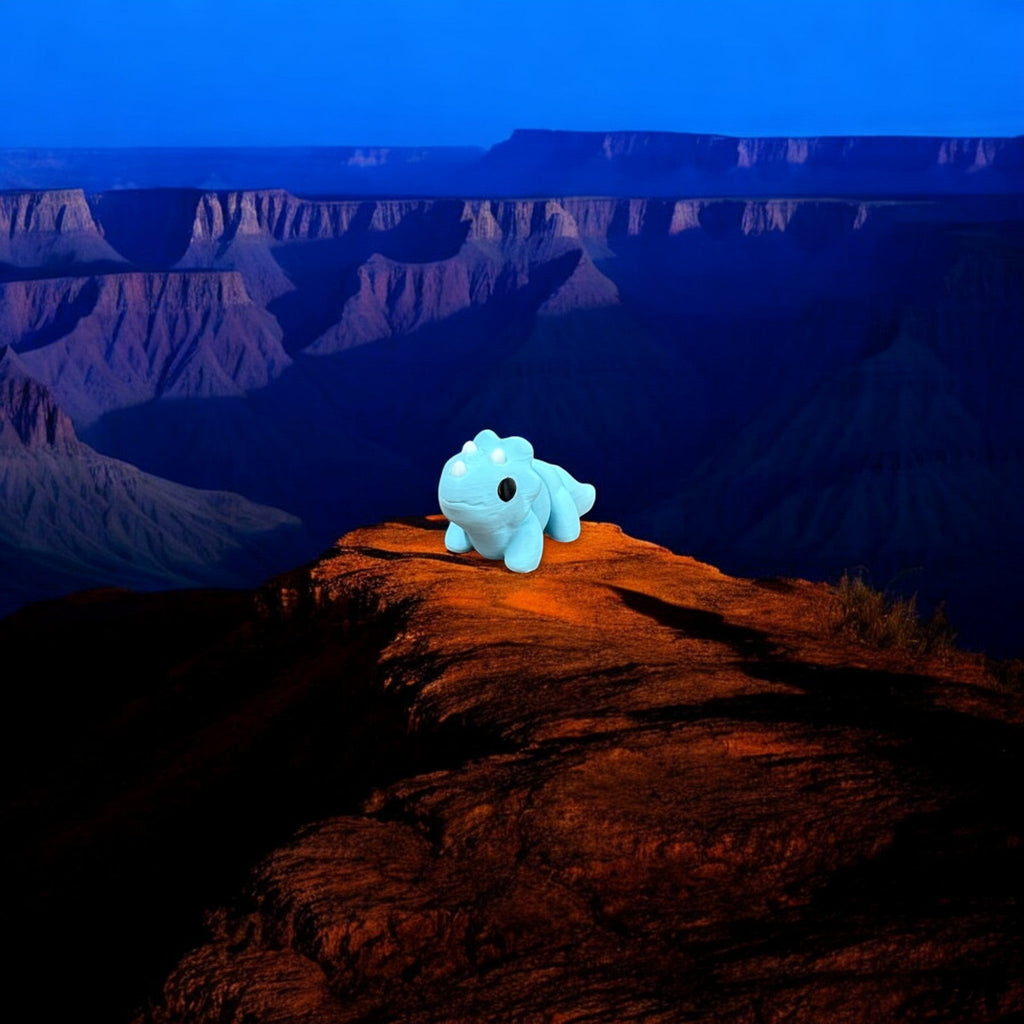 Ice Blue Triceratops Bitty Beasts – 3D Printed by Little Fire Designz