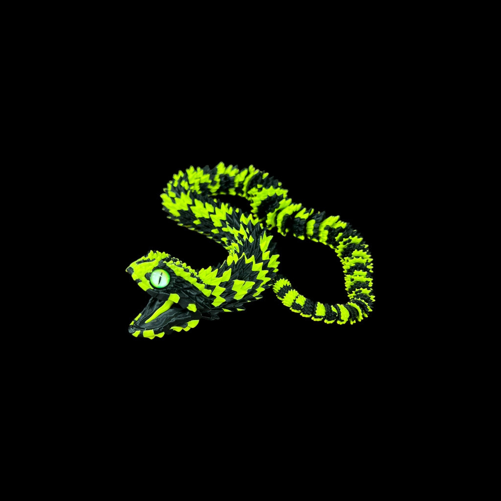 Lime Green Tiger Phase Bush Viper – 3D Printed by Little Fire Designz