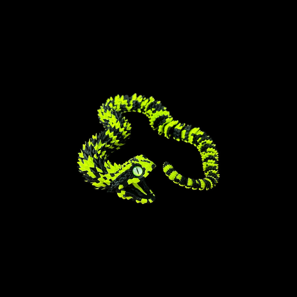 Lime Green Tiger Phase Bush Viper – 3D Printed by Little Fire Designz