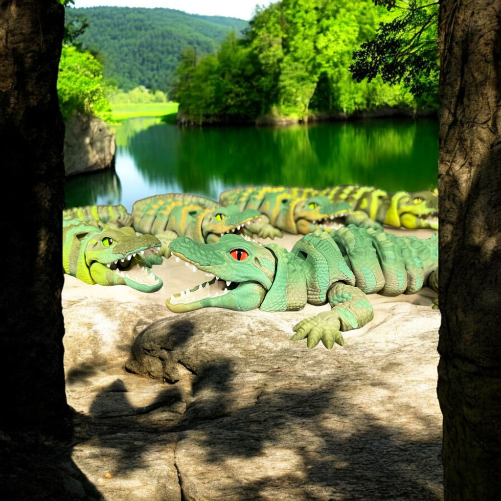 Matcha & Camouflage 3D Printed Alligator – 15" Collectible Model – 3D Printed by Little Fire Designz