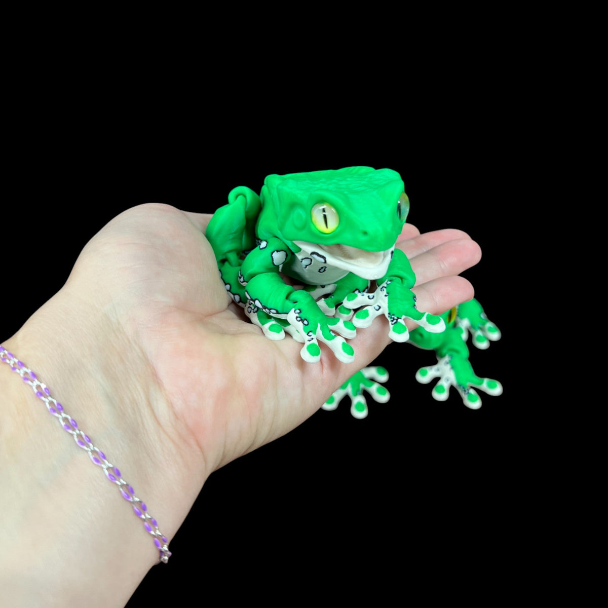 Waxy Monkey Tree Frog – Articulated 3D Printed Model – Little Fire Designz