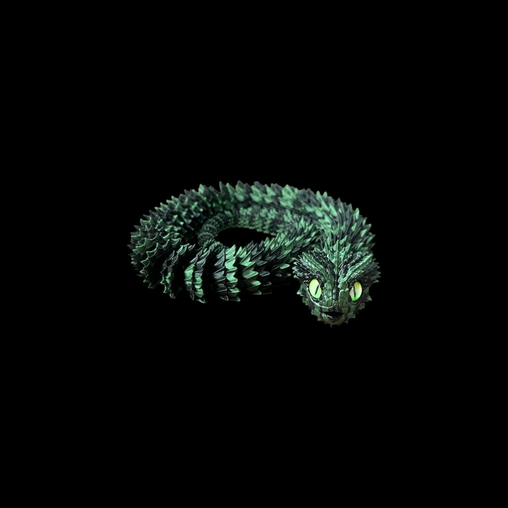 Sparkle Green Tiger Phase Bush Viper – 3D Printed by Little Fire Designz