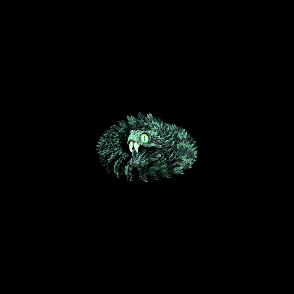 Sparkle Green Tiger Phase Bush Viper – 3D Printed by Little Fire Designz