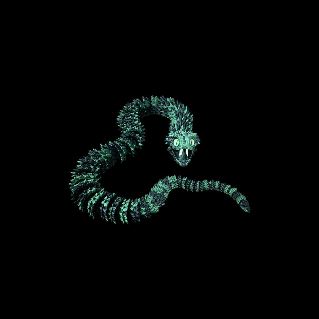 Sparkle Green Tiger Phase Bush Viper – 3D Printed by Little Fire Designz