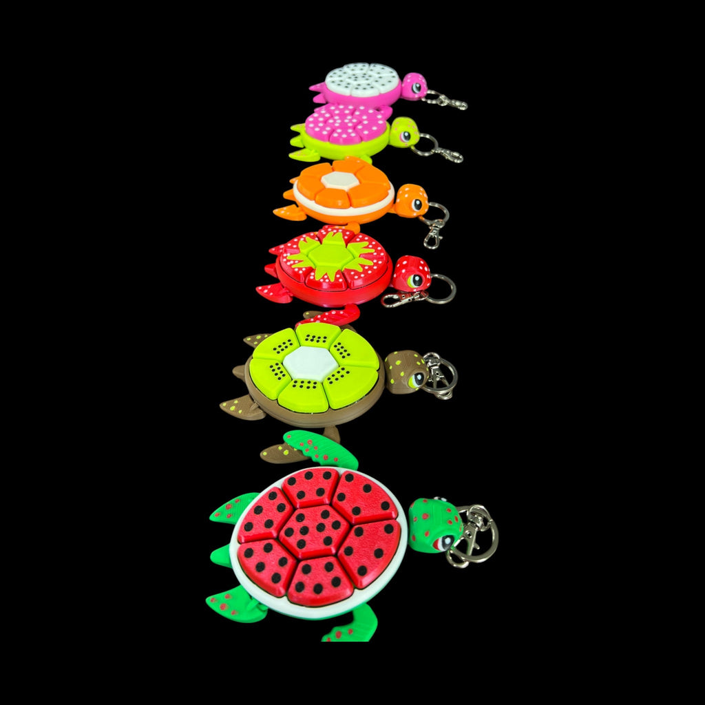 🍓 Strawberry Fruit Turtle Keychains – 3D Printed by Little Fire Designz