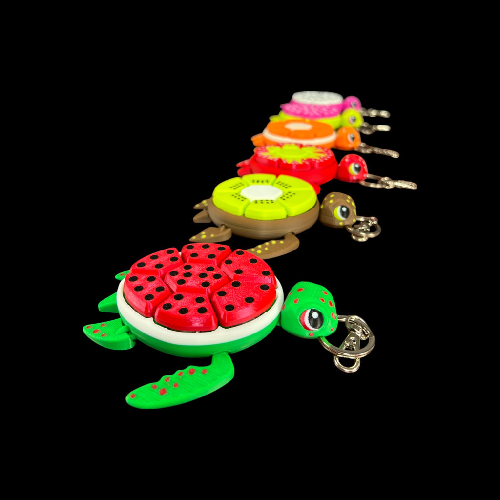 🍓 Strawberry Fruit Turtle Keychains – 3D Printed by Little Fire Designz