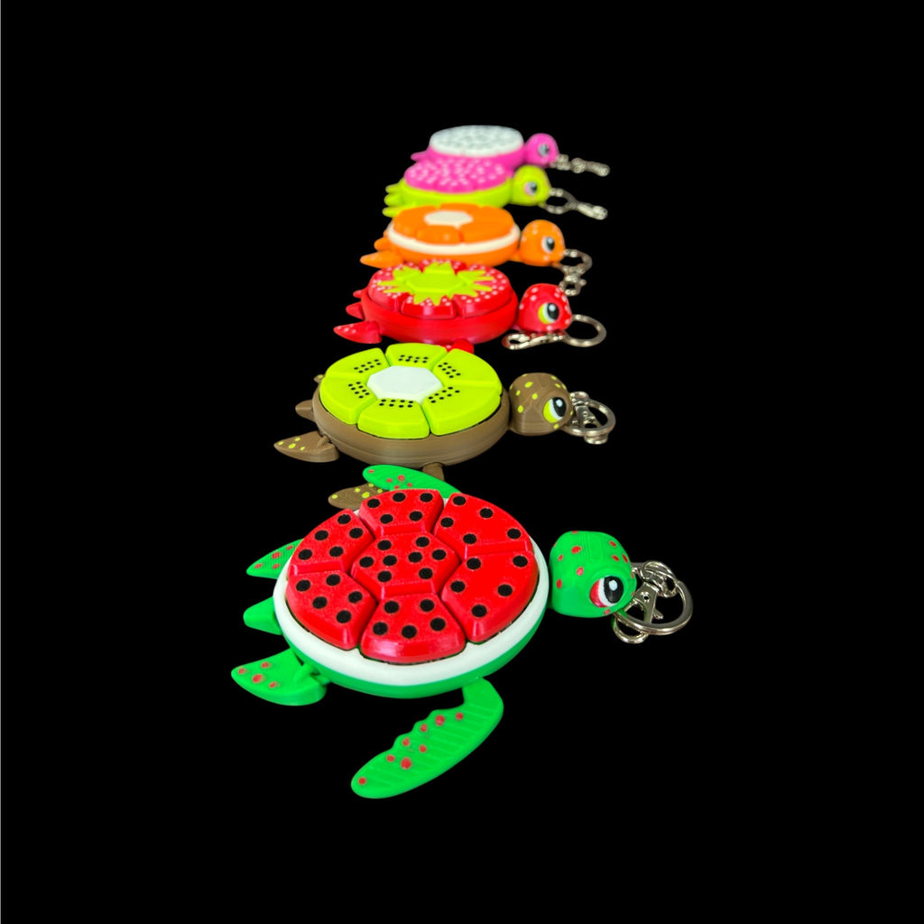 🍓 Strawberry Fruit Turtle Keychains – 3D Printed by Little Fire Designz