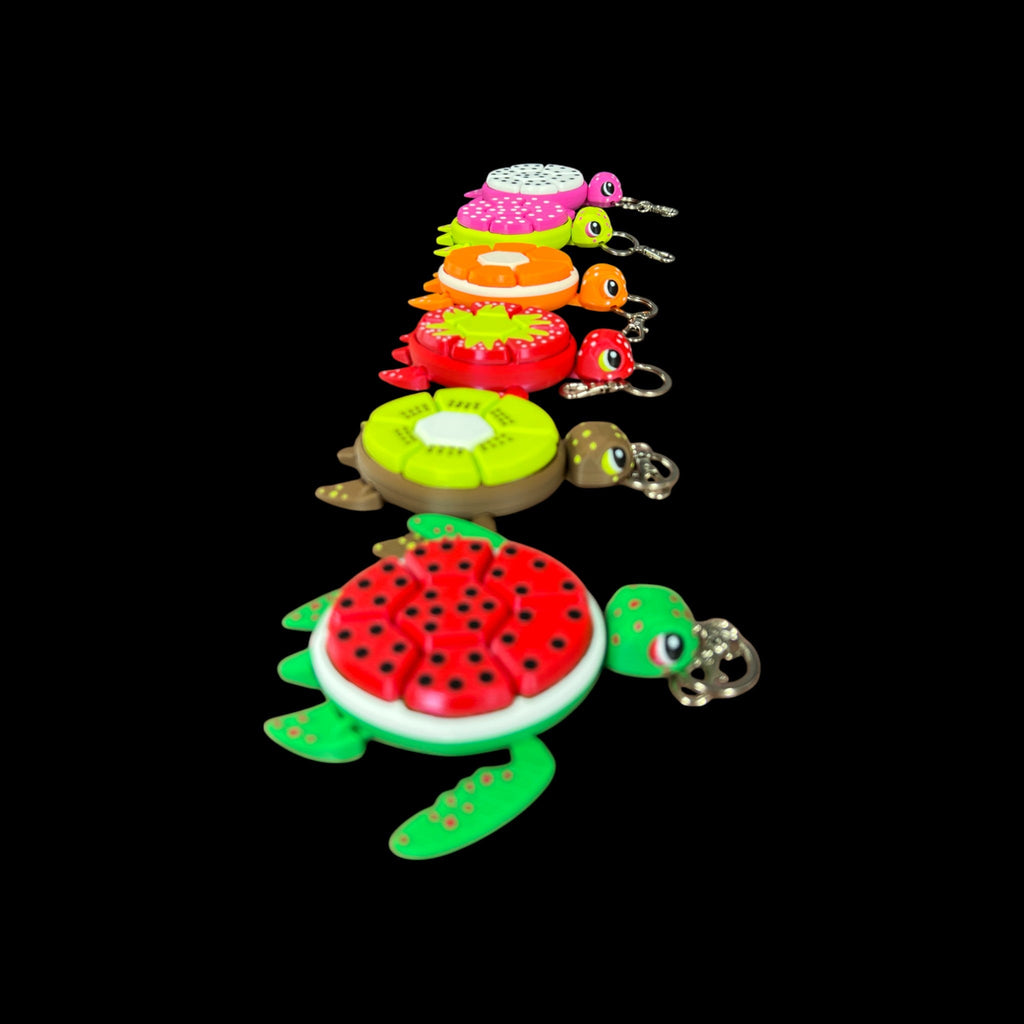 🍓 Strawberry Fruit Turtle Keychains – 3D Printed by Little Fire Designz