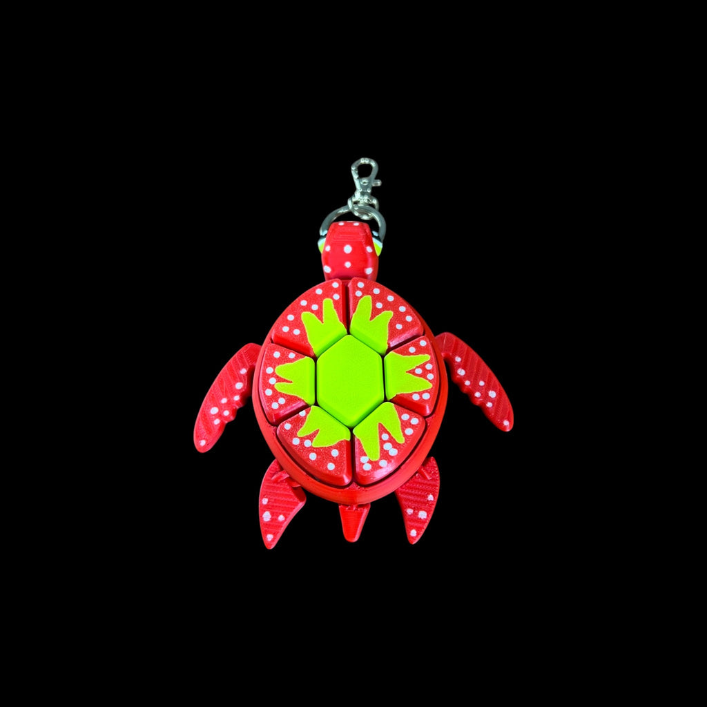 🍓 Strawberry Fruit Turtle Keychains – 3D Printed by Little Fire Designz