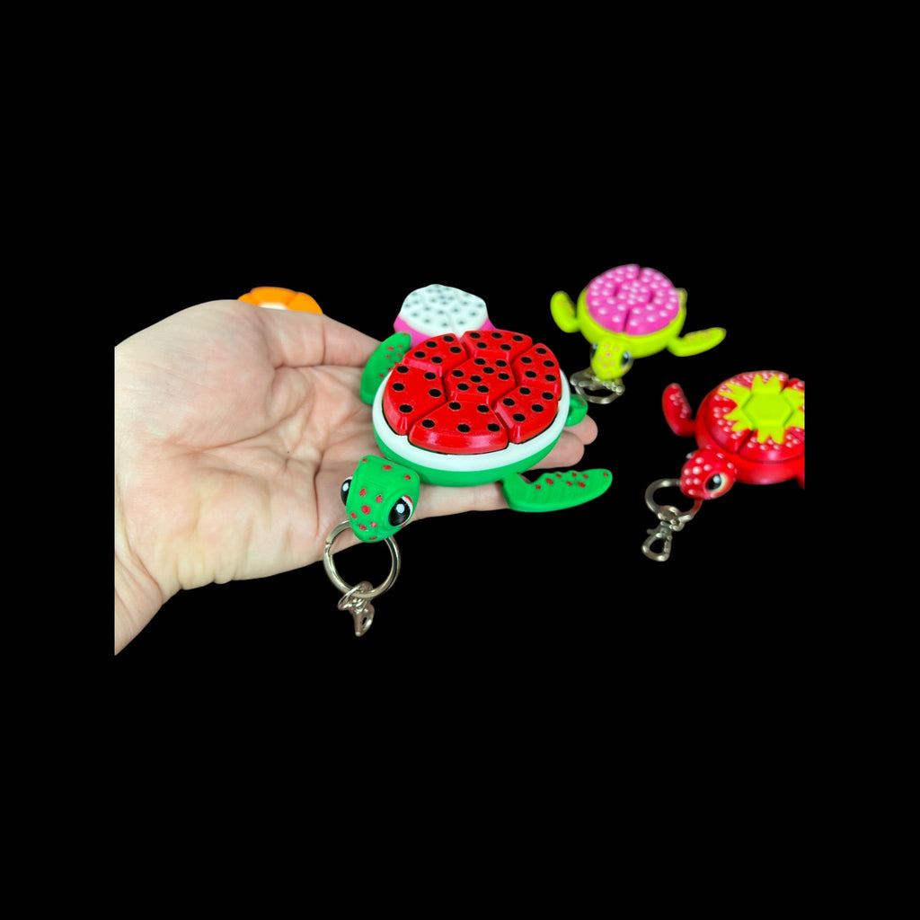 🍉 Watermelon Fruit Turtle Keychains – 3D Printed by Little Fire Designz